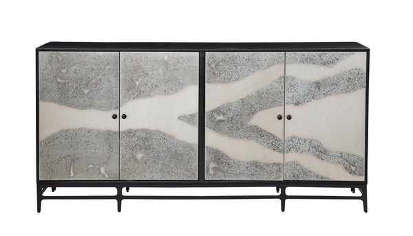 Basset Mirror Caspar Iron Sideboard – Modern Luxe Design With Unique Acid-wash Finish And Functional Shelving Black Metal,Wood 5938-dr-576