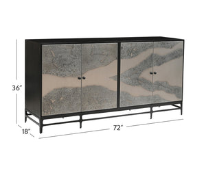 Basset Mirror Caspar Iron Sideboard – Modern Luxe Design With Unique Acid-wash Finish And Functional Shelving Black Metal,Wood 5938-dr-576