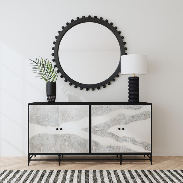 Basset Mirror Caspar Iron Sideboard – Modern Luxe Design With Unique Acid-wash Finish And Functional Shelving Black Metal,Wood 5938-dr-576