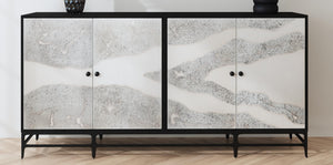 Basset Mirror Caspar Iron Sideboard – Modern Luxe Design With Unique Acid-wash Finish And Functional Shelving Black Metal,Wood 5938-dr-576