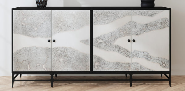 Basset Mirror Caspar Iron Sideboard – Modern Luxe Design With Unique Acid-wash Finish And Functional Shelving Black Metal,Wood 5938-dr-576