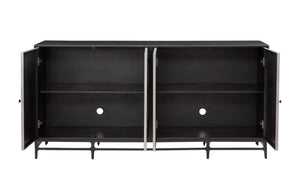 Basset Mirror Caspar Iron Sideboard – Modern Luxe Design With Unique Acid-wash Finish And Functional Shelving Black Metal,Wood 5938-dr-576