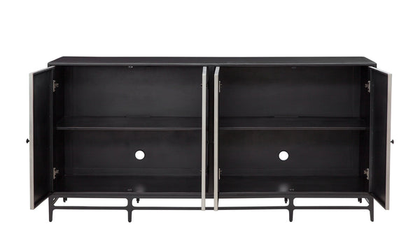 Basset Mirror Caspar Iron Sideboard – Modern Luxe Design With Unique Acid-wash Finish And Functional Shelving Black Metal,Wood 5938-dr-576