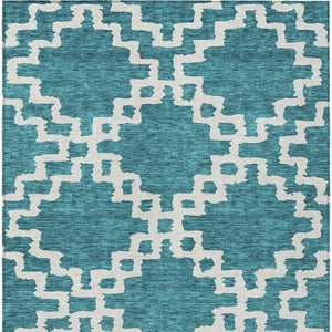 Homeroots 3' Artichoke Green And Ivory Geometric Washable Area Rug For Indoor And Outdoor Spaces, Durable Design 8' X 10' Polyester 593801