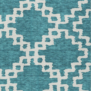 Homeroots 3' Artichoke Green And Ivory Geometric Washable Area Rug For Indoor And Outdoor Spaces, Durable Design 10' X 14' Polyester 593803