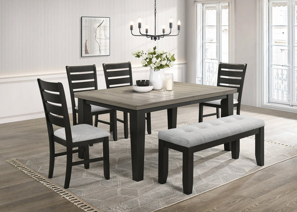 English Elm Contemporary 6-Piece Dining Set With Extendable Table, Upholstered Chairs, And Stylish Bench Design B011S02018