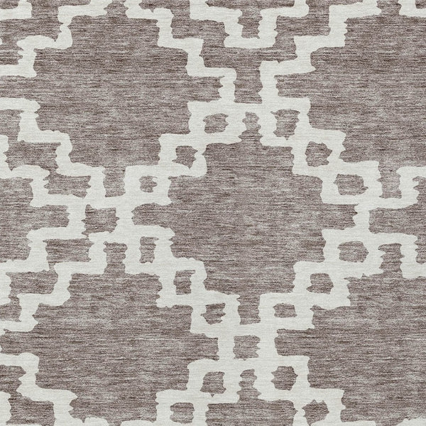 Homeroots 3' Artichoke Green And Ivory Geometric Washable Area Rug For Indoor And Outdoor Spaces, Durable Design 3' X 5' Polyester 593804