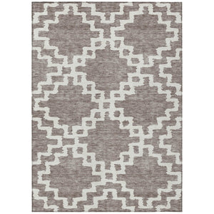 HomeRoots 5' Stylish Taupe and Ivory Geometric Washable Area Rug for Indoor and Outdoor Versatile Spaces 5' X 8' 593805