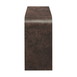 English Elm U_style Burl Veneer Console Table with Two Drawers for Foyer Living Room Hallway Dark Brown N711P216235P