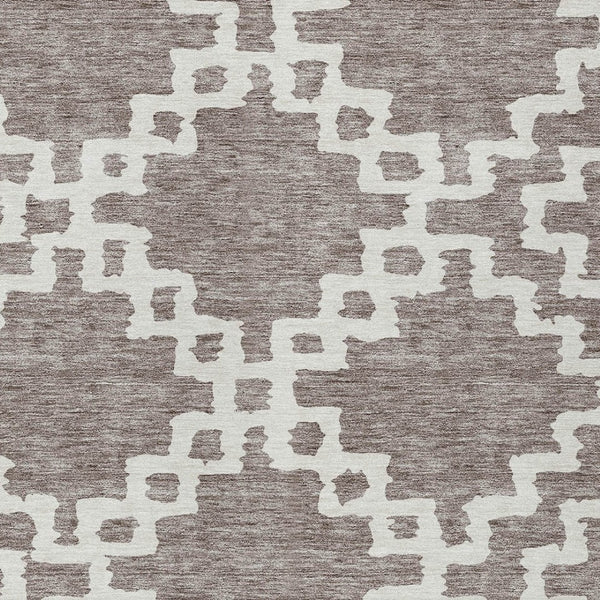 Homeroots 3' Artichoke Green And Ivory Geometric Washable Area Rug For Indoor And Outdoor Spaces, Durable Design 9' X 12' Polyester 593808