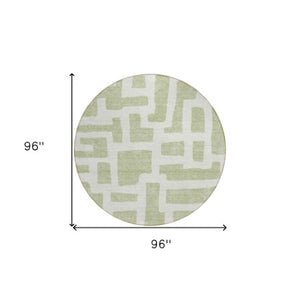 Homeroots 3' Artichoke Green Abstract Area Rug - Stylish, Washable Indoor-outdoor Design For All Spaces 8' Round Polyester 593818