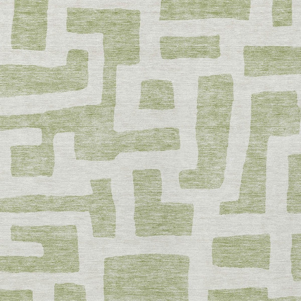 Homeroots 3' Artichoke Green Abstract Area Rug - Stylish, Washable Indoor-outdoor Design For All Spaces 8' X 10' Polyester 593819