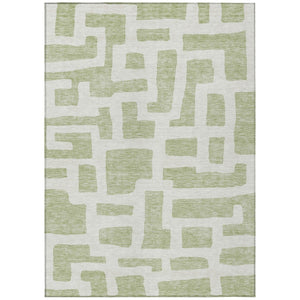 HomeRoots 9' Artichoke Green and Ivory Abstract Washable Area Rug - Stylish, Durable, Indoor/Outdoor Design 9' X 12' 593820