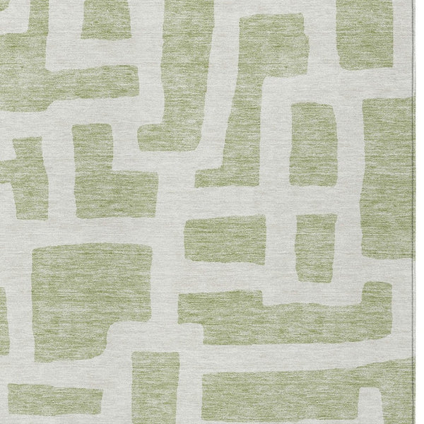Homeroots 3' Artichoke Green Abstract Area Rug - Stylish, Washable Indoor-outdoor Design For All Spaces 10' X 14' Polyester 593821