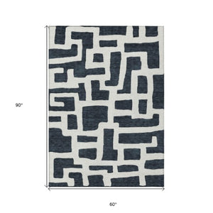 Homeroots 3' Artichoke Green Abstract Area Rug - Stylish, Washable Indoor-outdoor Design For All Spaces 5' X 8' Polyester 593823