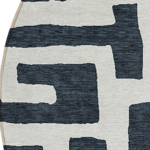 Homeroots 3' Artichoke Green Abstract Area Rug - Stylish, Washable Indoor-outdoor Design For All Spaces 8' Round Polyester 593824