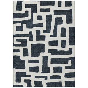 HomeRoots 9' Black and Ivory Abstract Area Rug - Durable, Washable, All-Weather Design for Indoors and Outdoors 9' X 12' 593826