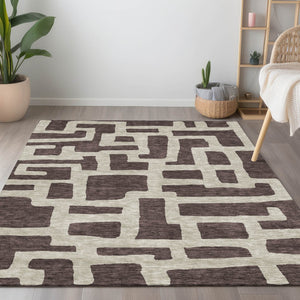 Homeroots 3' Artichoke Green Abstract Area Rug - Stylish, Washable Indoor-outdoor Design For All Spaces 5' X 8' Polyester 593829