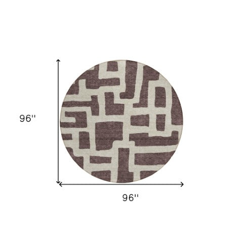 Homeroots 3' Artichoke Green Abstract Area Rug - Stylish, Washable Indoor-outdoor Design For All Spaces 8' Round Polyester 593830