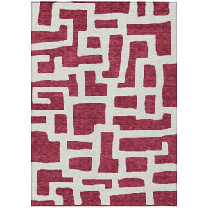 HomeRoots 5' Bold Red and Ivory Abstract Washable Area Rug for Indoor Outdoor Use, Easy-Care and Durable Design 5' X 8' 593835