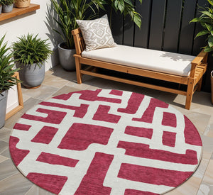 Homeroots 3' Artichoke Green Abstract Area Rug - Stylish, Washable Indoor-outdoor Design For All Spaces 8' Round Polyester 593836