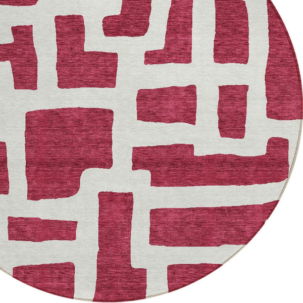 Homeroots 3' Artichoke Green Abstract Area Rug - Stylish, Washable Indoor-outdoor Design For All Spaces 8' Round Polyester 593836