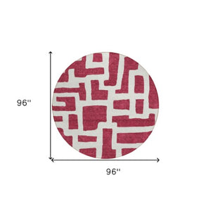 Homeroots 3' Artichoke Green Abstract Area Rug - Stylish, Washable Indoor-outdoor Design For All Spaces 8' Round Polyester 593836