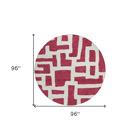 Homeroots 3' Artichoke Green Abstract Area Rug - Stylish, Washable Indoor-outdoor Design For All Spaces 8' Round Polyester 593836