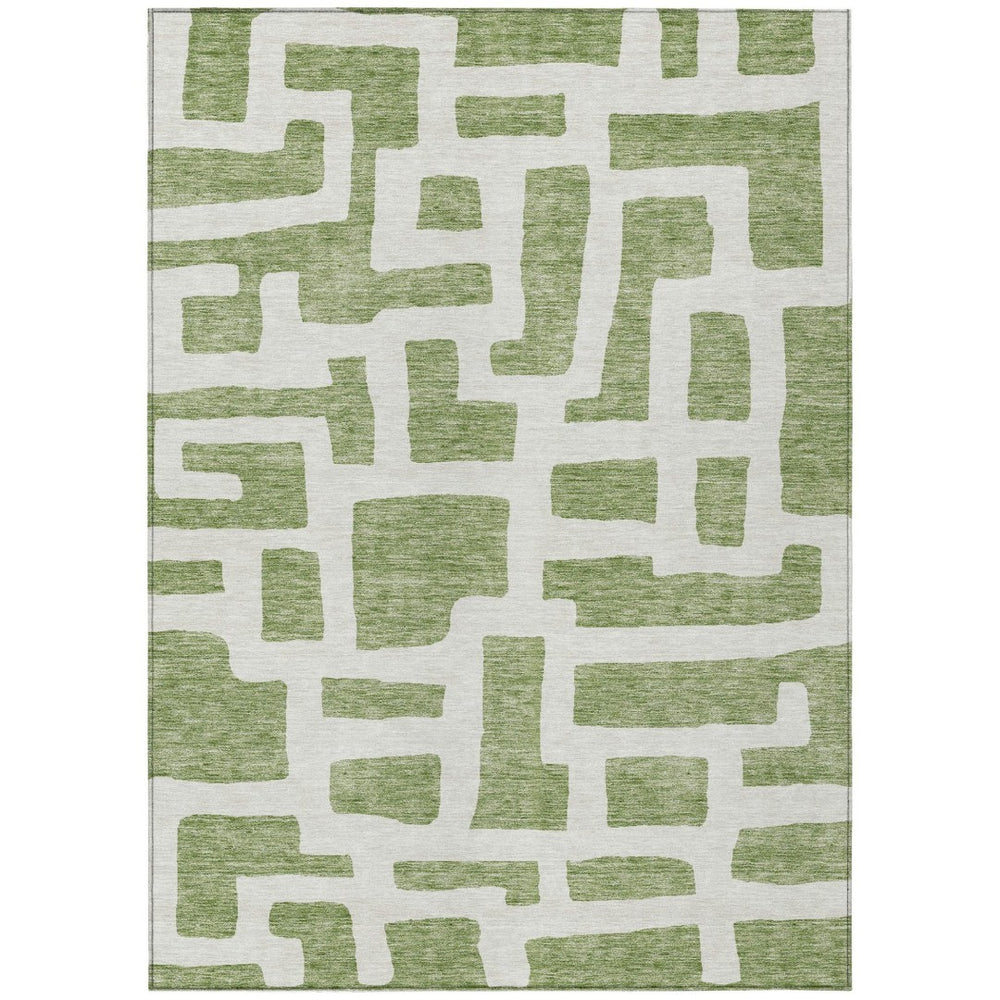 HomeRoots 9' Green and Ivory Abstract Area Rug – Durable, Washable Design for Indoor and Outdoor Spaces 9' X 12' 593844