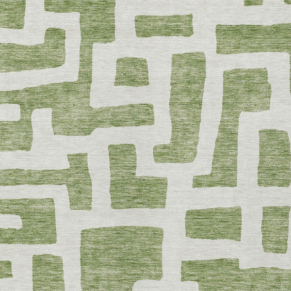 Homeroots 3' Artichoke Green Abstract Area Rug - Stylish, Washable Indoor-outdoor Design For All Spaces 9' X 12' Polyester 593844