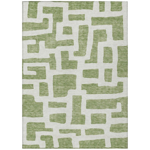 HomeRoots 5' Green and Ivory Abstract Area Rug - Stylish, Washable, and Durable for Indoor and Outdoor Use 10' X 14' 593845