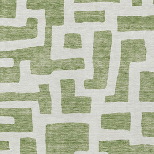 Homeroots 3' Artichoke Green Abstract Area Rug - Stylish, Washable Indoor-outdoor Design For All Spaces 10' X 14' Polyester 593845