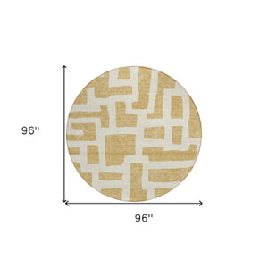 Homeroots 3' Artichoke Green Abstract Area Rug - Stylish, Washable Indoor-outdoor Design For All Spaces 8' Round Polyester 593848