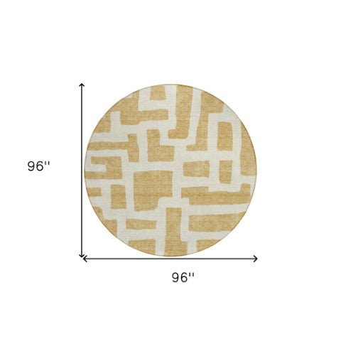 Homeroots 3' Artichoke Green Abstract Area Rug - Stylish, Washable Indoor-outdoor Design For All Spaces 8' Round Polyester 593848