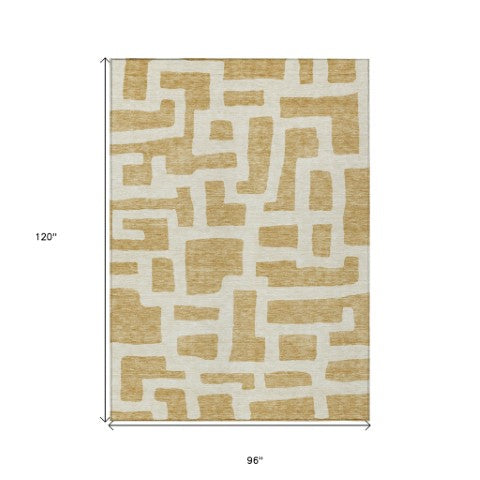 Homeroots 3' Artichoke Green Abstract Area Rug - Stylish, Washable Indoor-outdoor Design For All Spaces 8' X 10' Polyester 593849