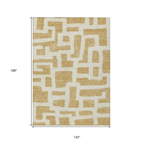 Homeroots 3' Artichoke Green Abstract Area Rug - Stylish, Washable Indoor-outdoor Design For All Spaces 10' X 14' Polyester 593851