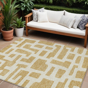 Homeroots 3' Artichoke Green Abstract Area Rug - Stylish, Washable Indoor-outdoor Design For All Spaces 10' X 14' Polyester 593851
