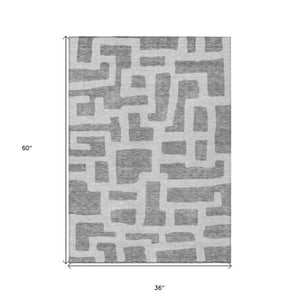 Homeroots 3' Artichoke Green Abstract Area Rug - Stylish, Washable Indoor-outdoor Design For All Spaces 3' X 5' Polyester 593852