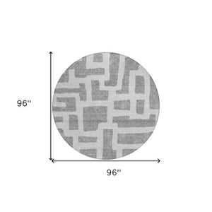 Homeroots 3' Artichoke Green Abstract Area Rug - Stylish, Washable Indoor-outdoor Design For All Spaces 8' Round Polyester 593854