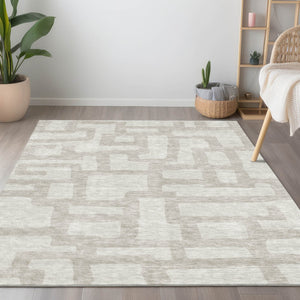 Homeroots 3' Artichoke Green Abstract Area Rug - Stylish, Washable Indoor-outdoor Design For All Spaces 5' X 8' Polyester 593859