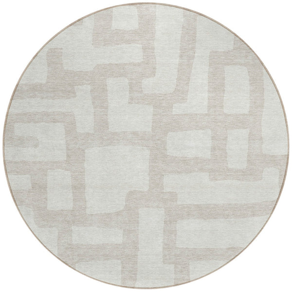 Homeroots 3' Artichoke Green Abstract Area Rug - Stylish, Washable Indoor-outdoor Design For All Spaces 8' Round Polyester 593860