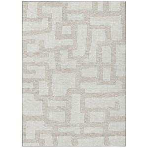 HomeRoots 5' Abstract Ivory and Beige Indoor Outdoor Area Rug - Durable, Washable, Stylish for Any Space 10' X 14' 593863