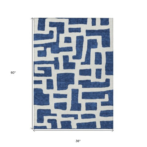 Homeroots 3' Artichoke Green Abstract Area Rug - Stylish, Washable Indoor-outdoor Design For All Spaces 3' X 5' Polyester 593864