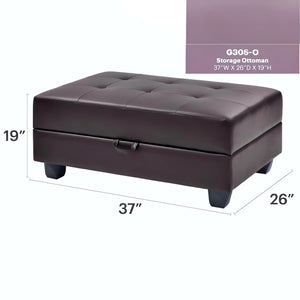 English Elm Revere Cappuccino Ottoman G305-O – Tufted Faux Leather Extra Seating, No Assembly, Durable Frame B078108151