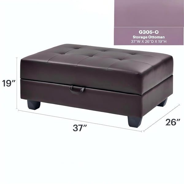 English Elm Revere Cappuccino Ottoman G305-O – Tufted Faux Leather Extra Seating, No Assembly, Durable Frame B078108151