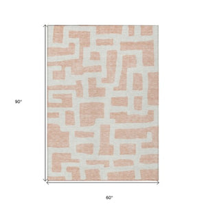 Homeroots 3' Artichoke Green Abstract Area Rug - Stylish, Washable Indoor-outdoor Design For All Spaces 5' X 8' Polyester 593871