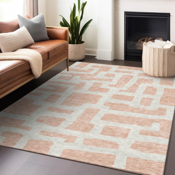 Homeroots 3' Artichoke Green Abstract Area Rug - Stylish, Washable Indoor-outdoor Design For All Spaces 5' X 8' Polyester 593871