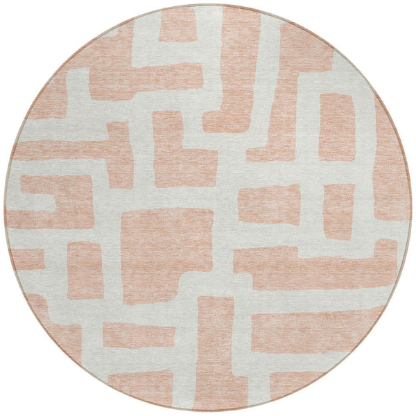 Homeroots 3' Artichoke Green Abstract Area Rug - Stylish, Washable Indoor-outdoor Design For All Spaces 8' Round Polyester 593872