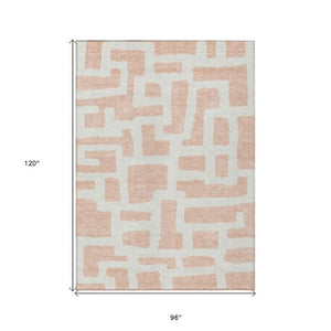 Homeroots 3' Artichoke Green Abstract Area Rug - Stylish, Washable Indoor-outdoor Design For All Spaces 8' X 10' Polyester 593873