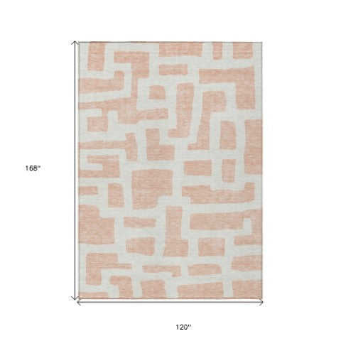 Homeroots 3' Artichoke Green Abstract Area Rug - Stylish, Washable Indoor-outdoor Design For All Spaces 10' X 14' Polyester 593875